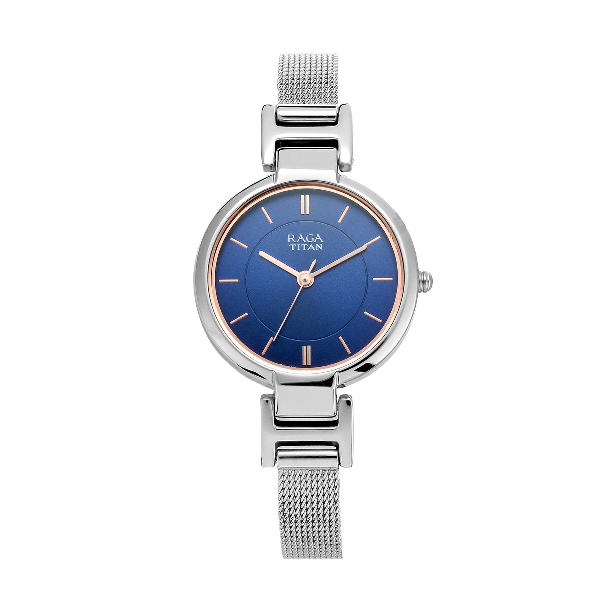 Titan Raga Viva Blue Dial Women Watch With Metal Strap