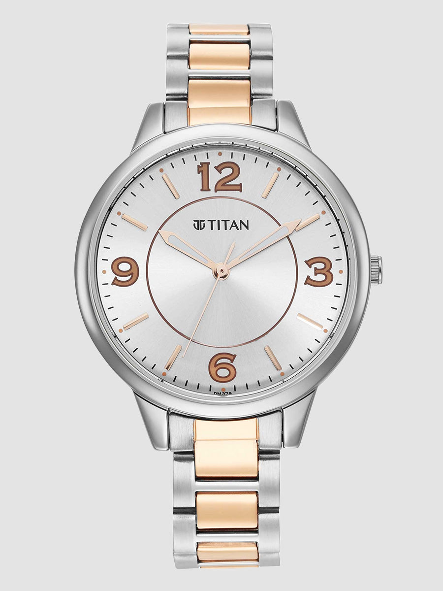 Titan Trendsetters Silver White Dial Analog Stainless Steel Strap Watch for Women