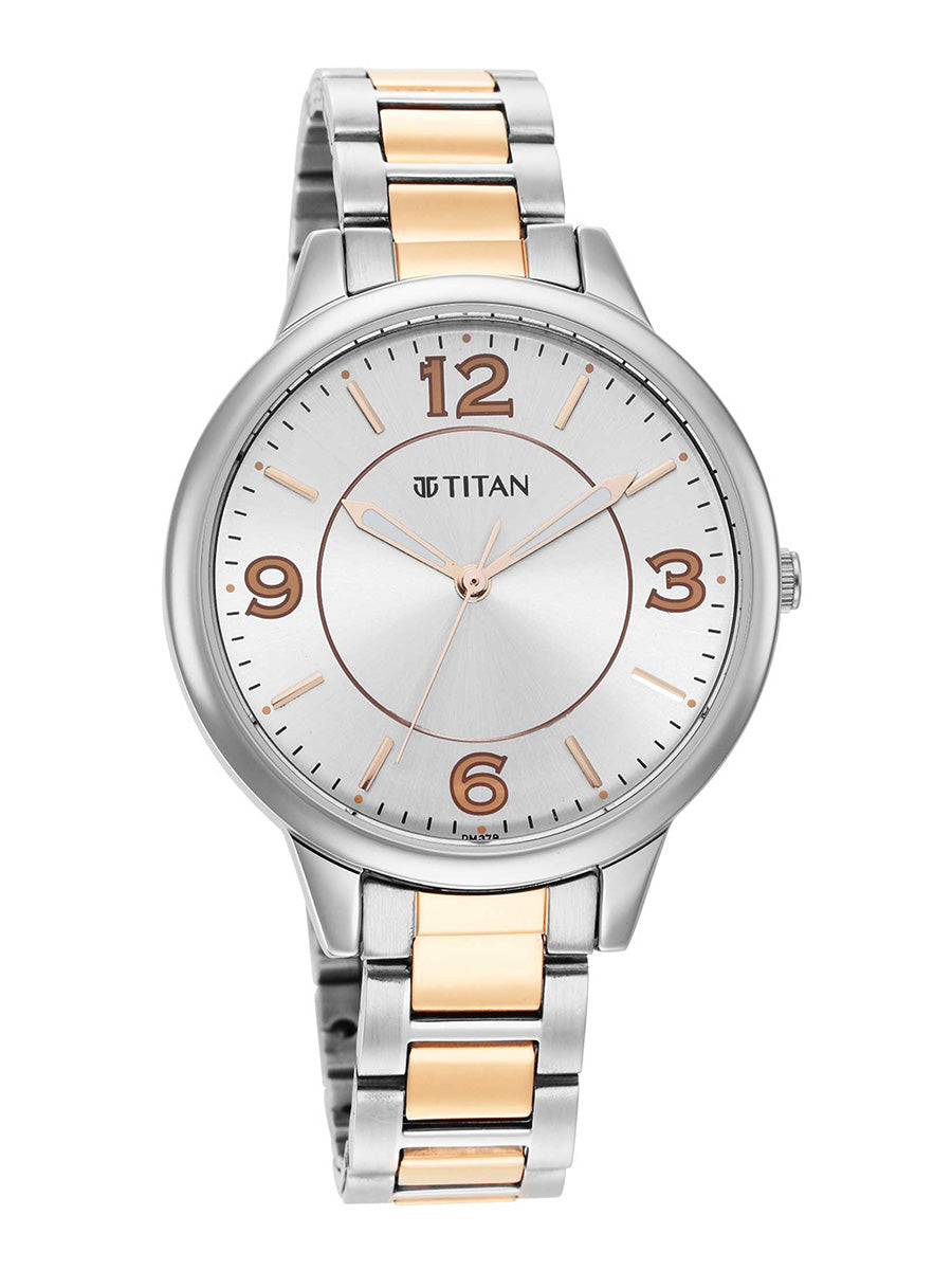 Titan Trendsetters Silver White Dial Analog Stainless Steel Strap Watch for Women