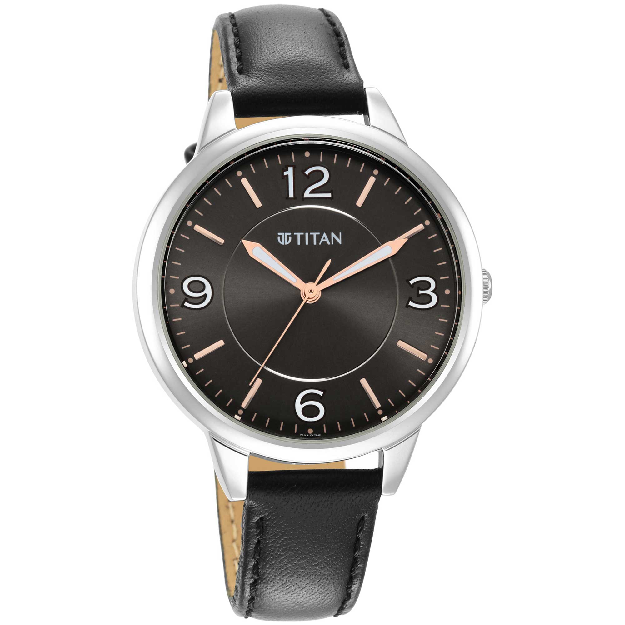 Titan Trendsetters Anthracite Dial Analog Leather Strap watch for Women