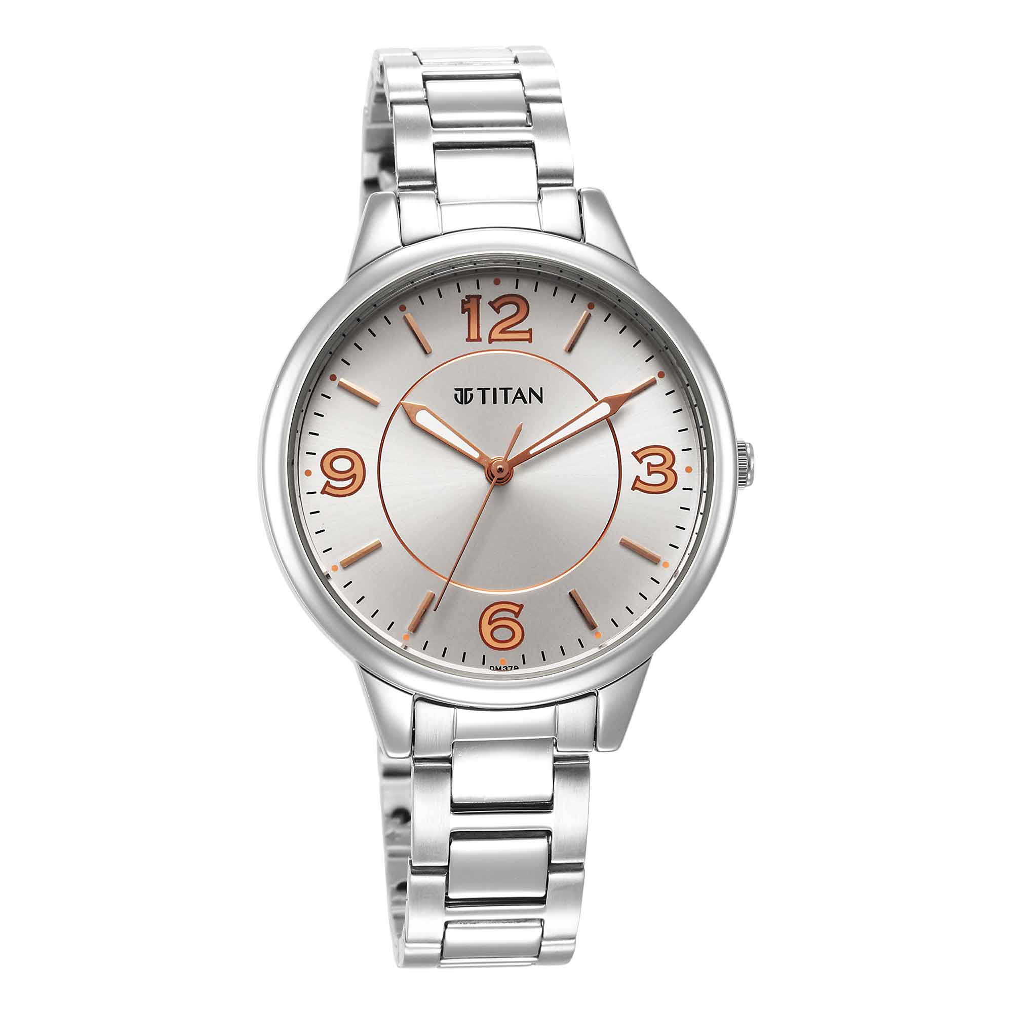 Titan Urban Silver White Dial Women Watch With Metal Strap