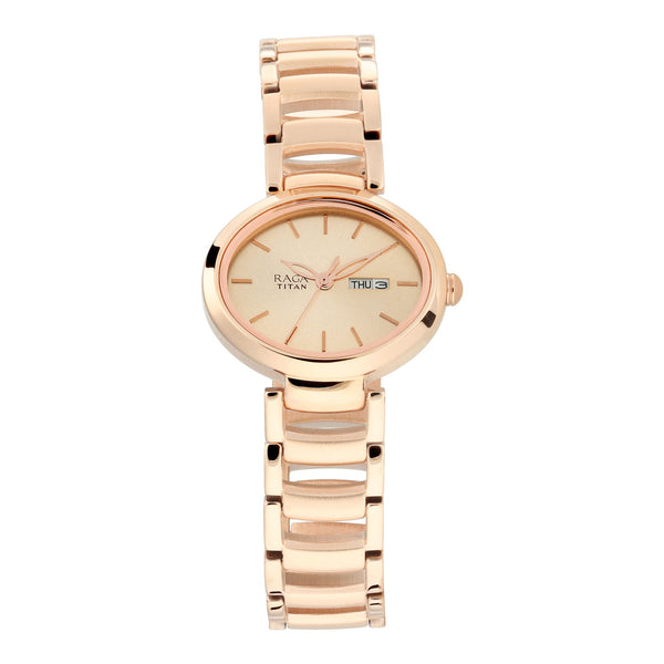 Raga Viva Rose Gold Dial Metal Strap Watch