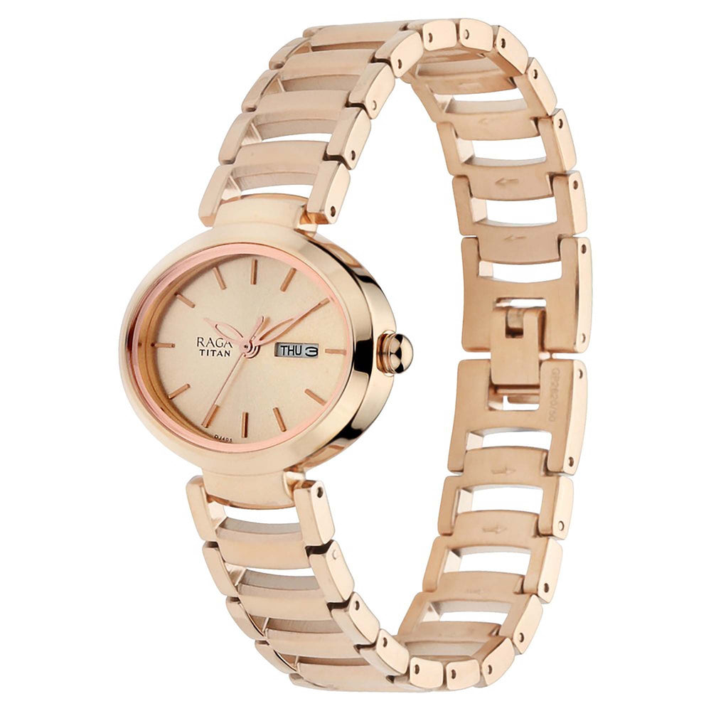 Raga Viva Rose Gold Dial Metal Strap Watch