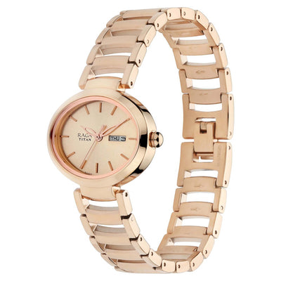 Raga Viva Rose Gold Dial Metal Strap Watch