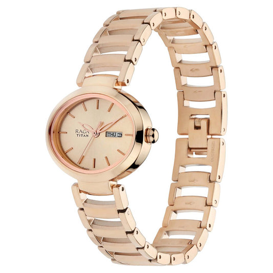 Raga Viva Rose Gold Dial Metal Strap Watch
