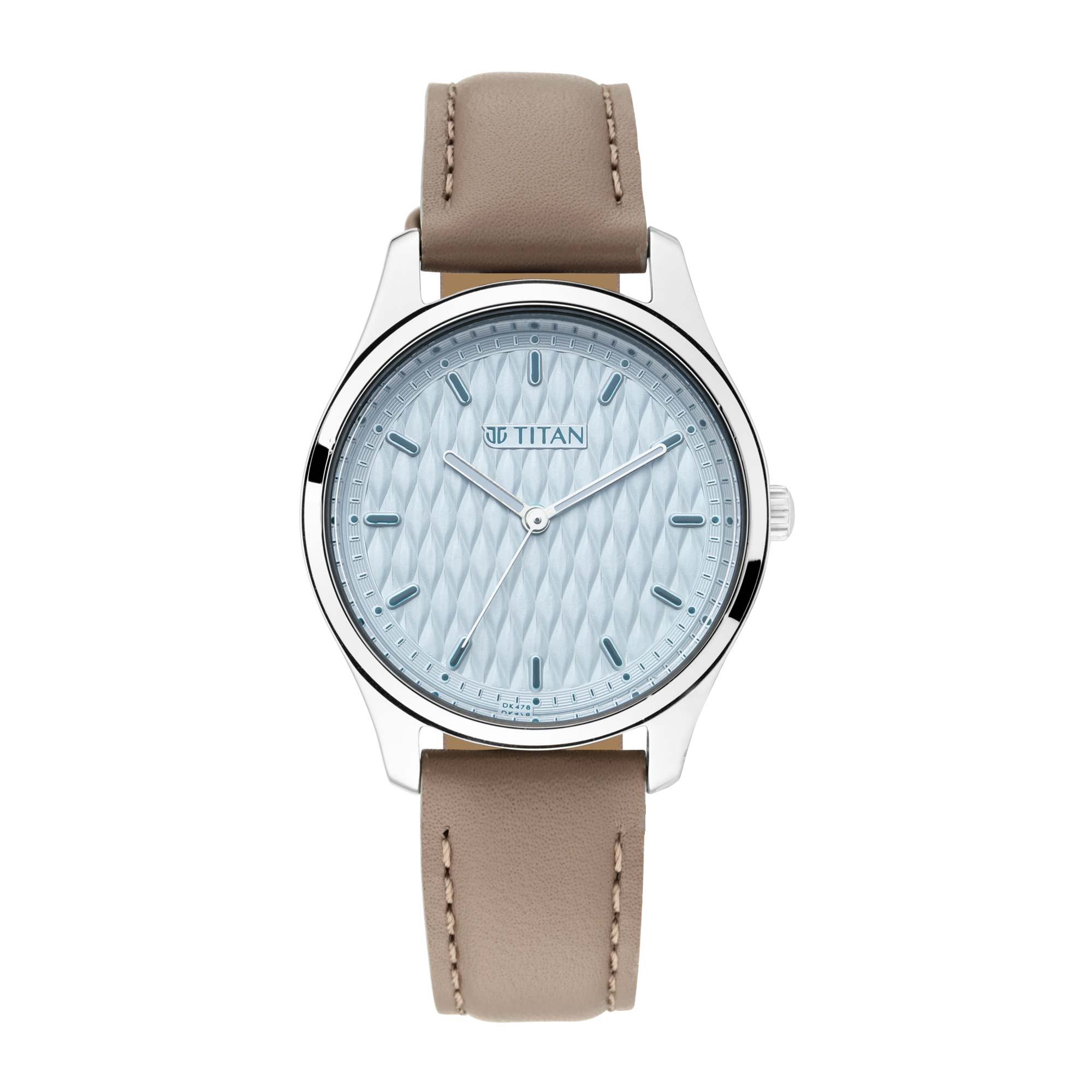 Titan Workwear Blue Dial Women Watch With Leather Strap