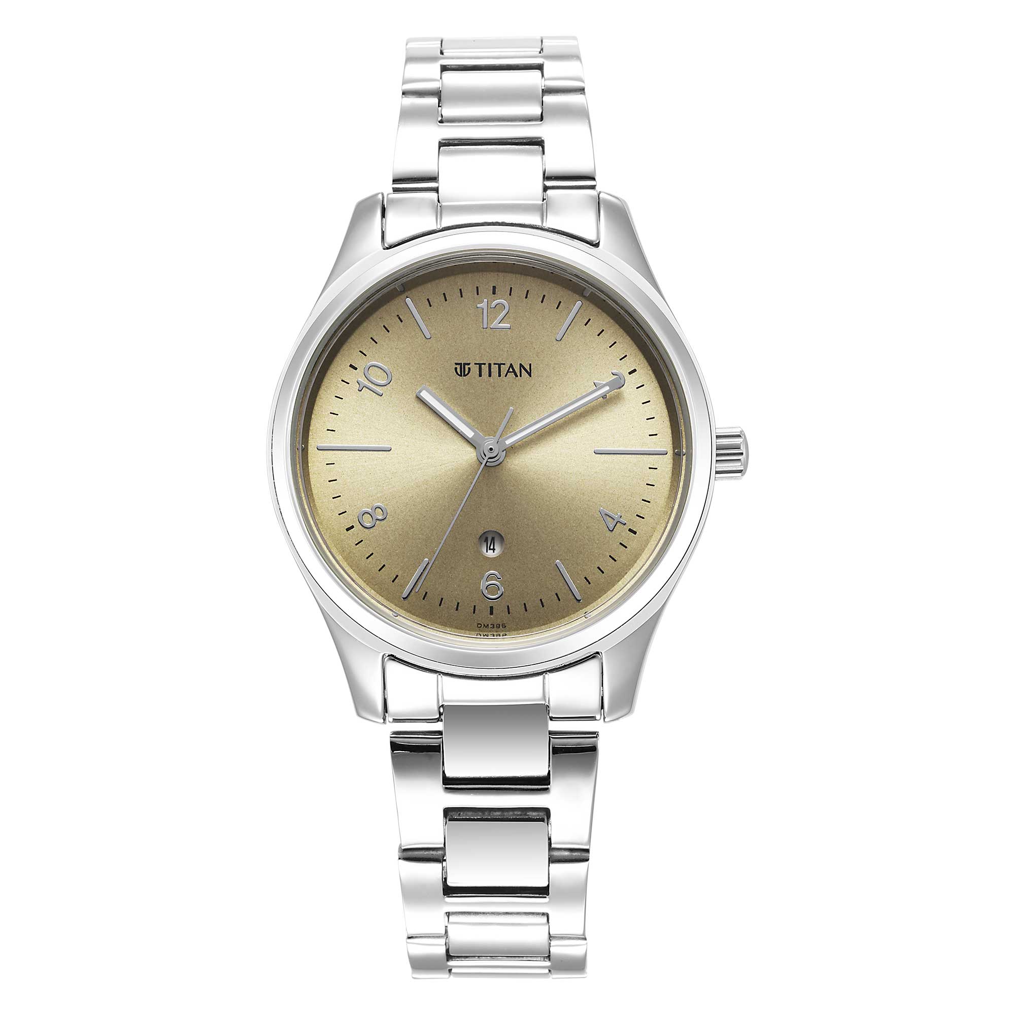 Titan Urban Biege Dial Analog Metal Strap Watch for Women