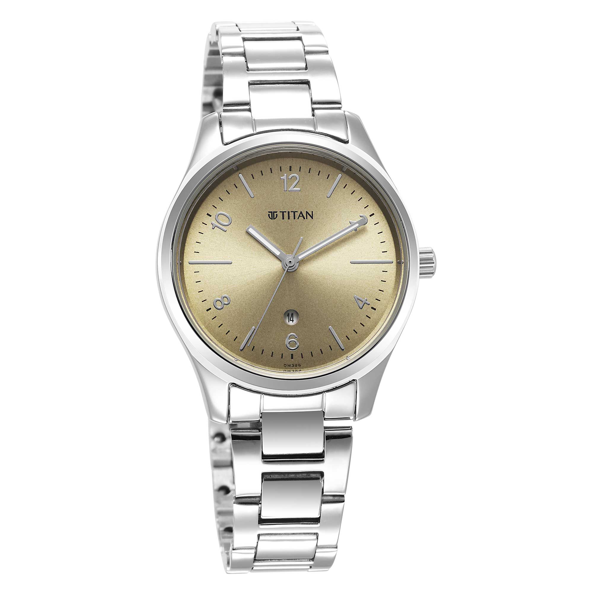 Titan Urban Biege Dial Analog Metal Strap Watch for Women