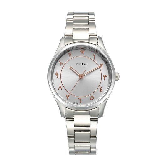 Titan Marhaba Silverwhite Dial Women Watch With Stainless Steel Strap