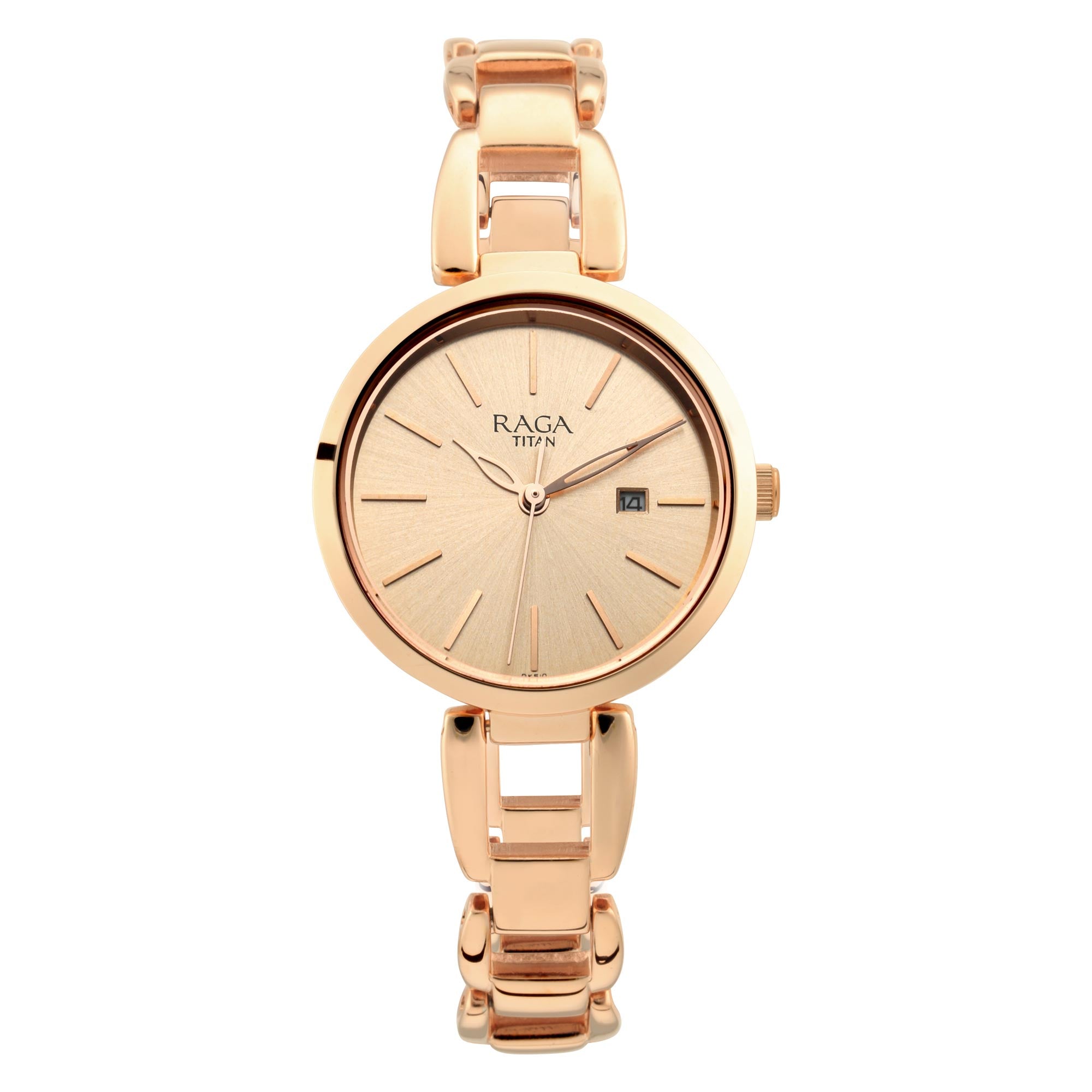 Titan Raga Viva Rose Gold Dial Quartz Metal Strap Watch for Women