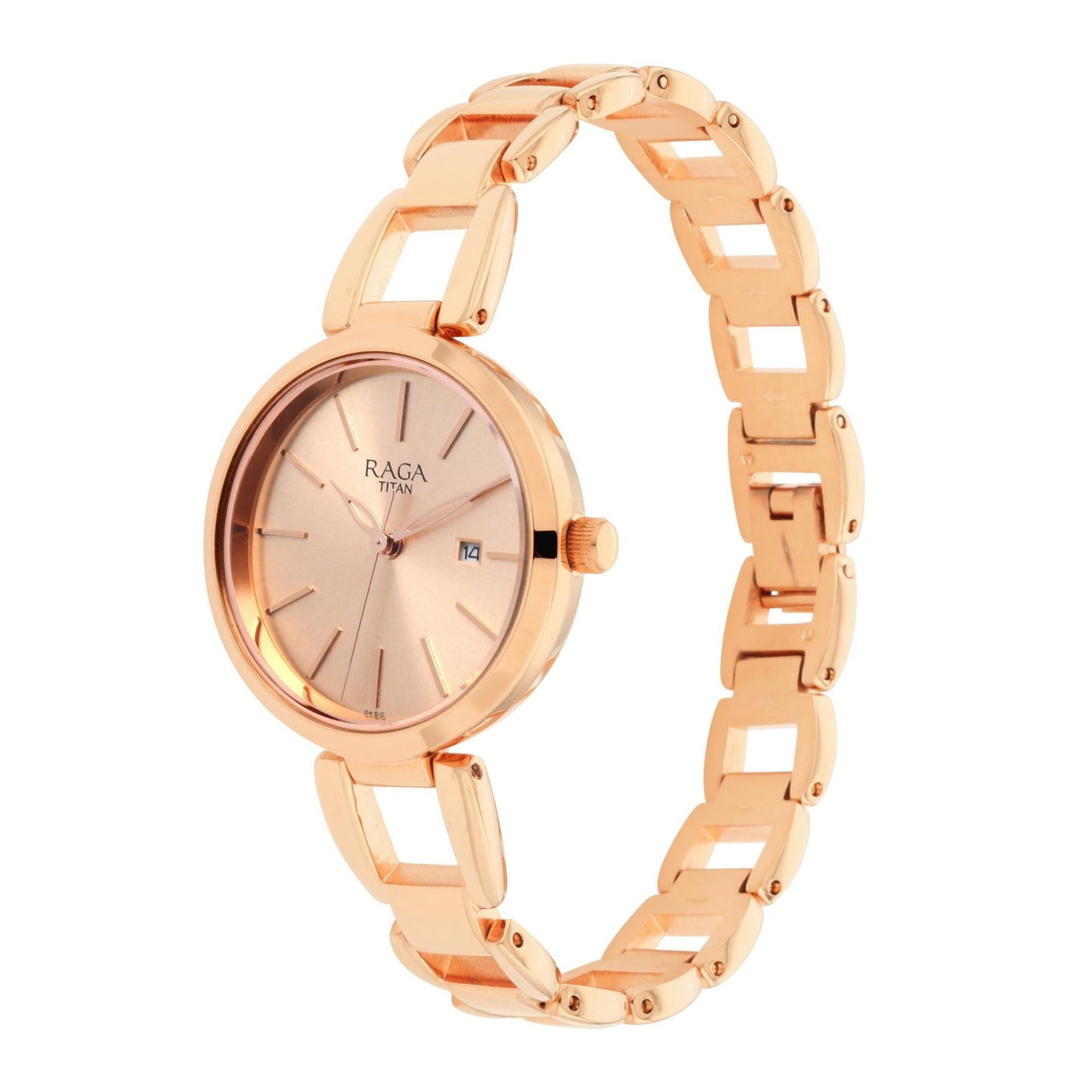 Titan Raga Viva Rose Gold Dial Quartz Metal Strap Watch for Women