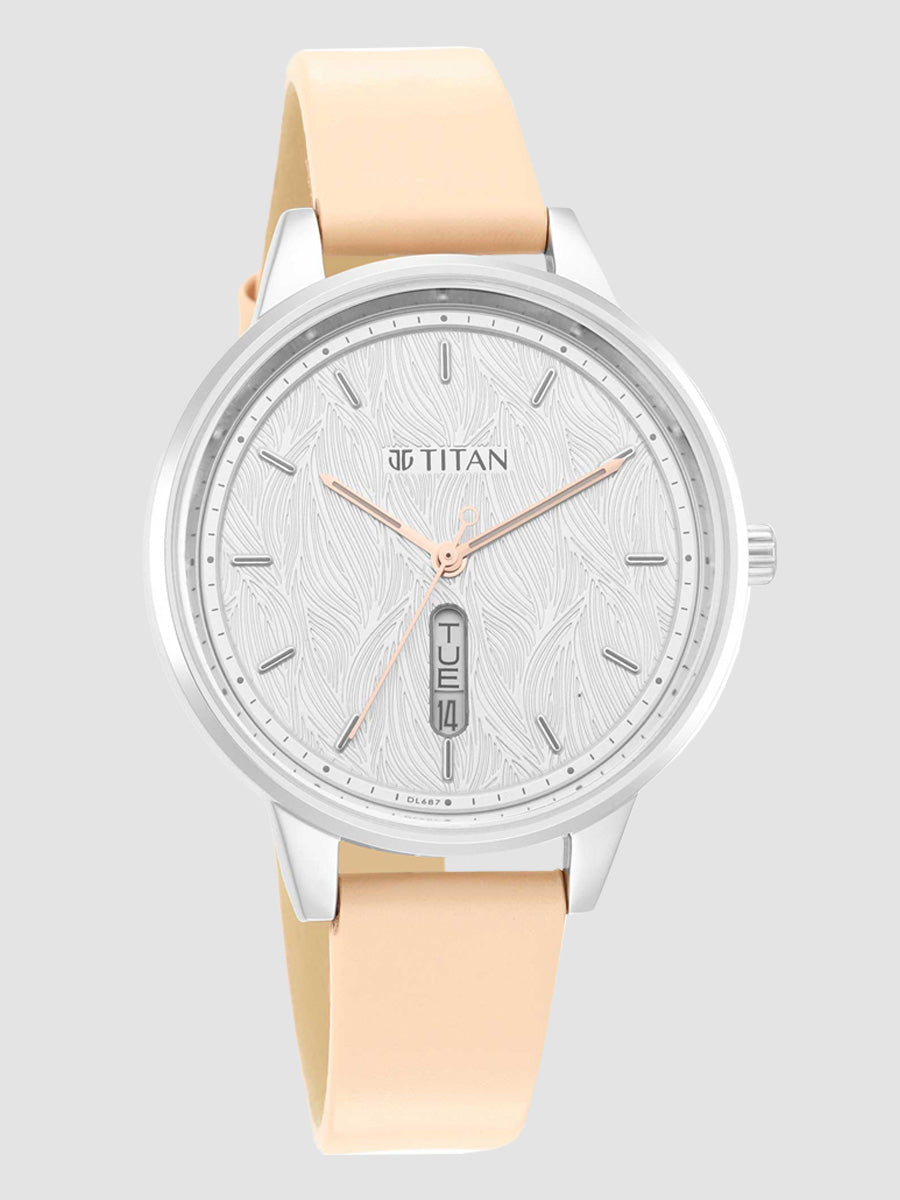 Titan Women's Precision Simplicity Watch: Silver Gradient Dial with Metal Strap