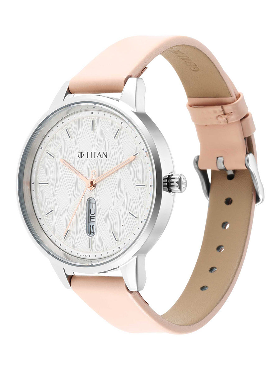 Titan Women's Precision Simplicity Watch: Silver Gradient Dial with Metal Strap