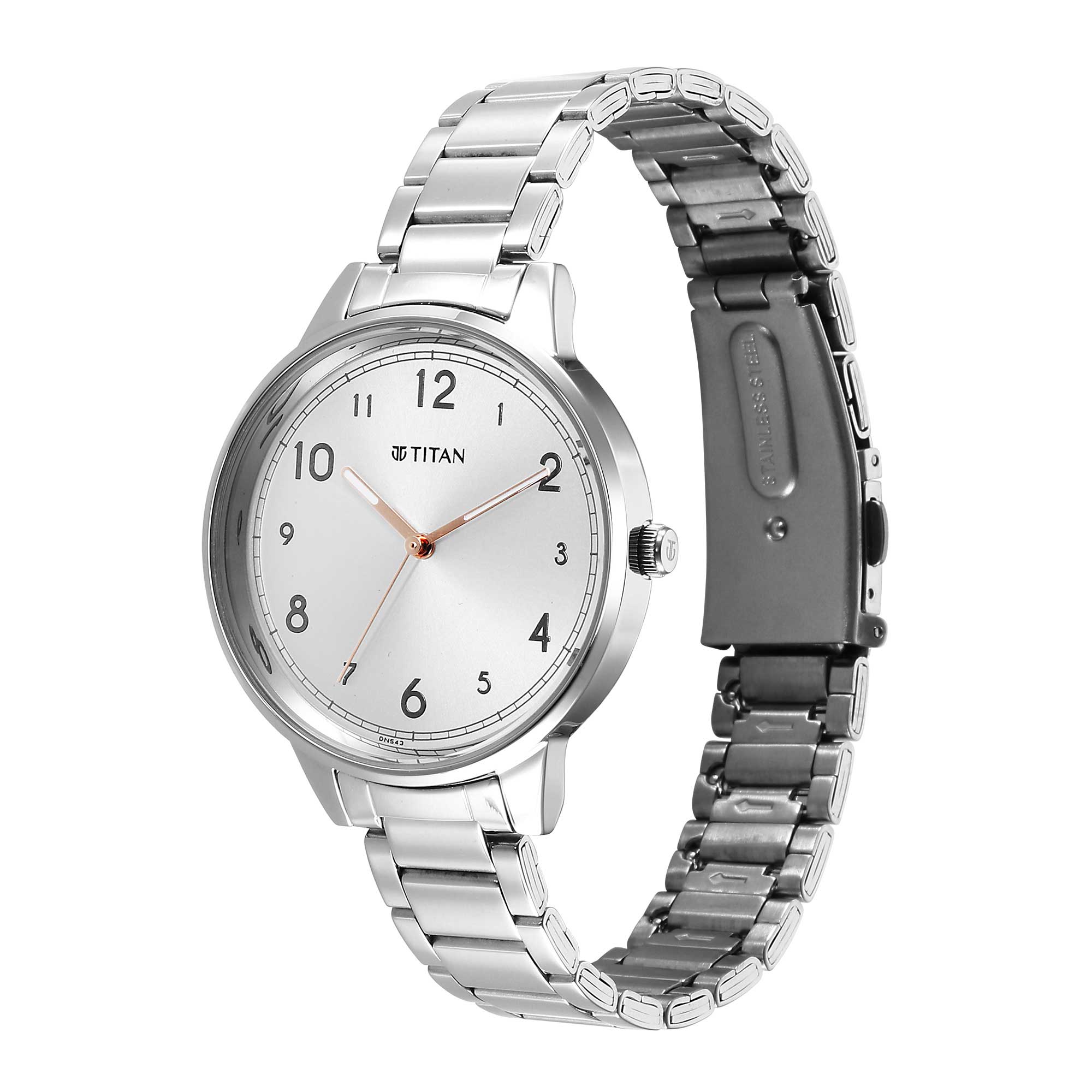 Titan Urban Silver White Dial Analog Metal Strap Watch for Women