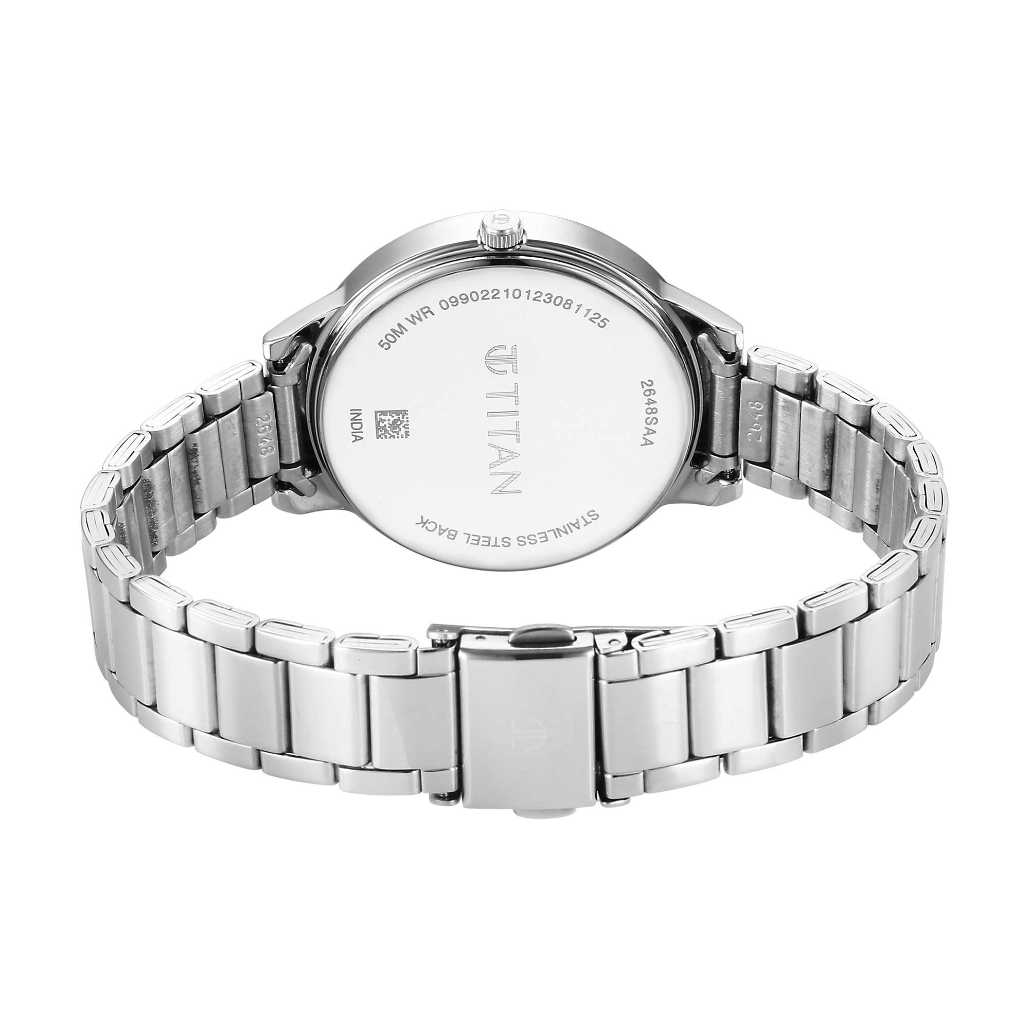 Titan Urban Silver White Dial Analog Metal Strap Watch for Women