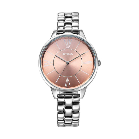 Titan Neo Rose Gold Dial Metal Strap Watch for Women