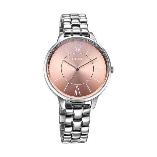 Titan Neo Rose Gold Dial Metal Strap Watch for Women