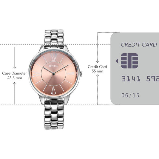 Titan Neo Rose Gold Dial Metal Strap Watch for Women
