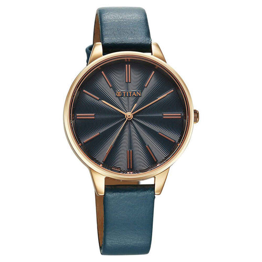 Titan Neo Quartz Analog Blue Dial Leather Strap Watch For Women(2648WL08)