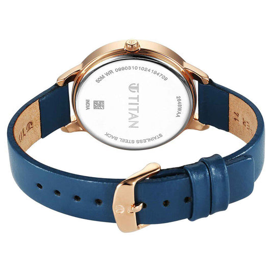 Titan Neo Quartz Analog Blue Dial Leather Strap Watch For Women(2648WL08)