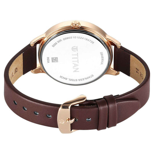 Titan Neo Quartz Analog Maroon Dial Leather Strap Watch For Women(2648WL09)