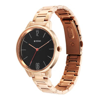 Titan Quartz Analog Black Dial Watch for Women