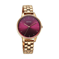 Titan Neo Maroon Dial Metal Strap Watch for Women