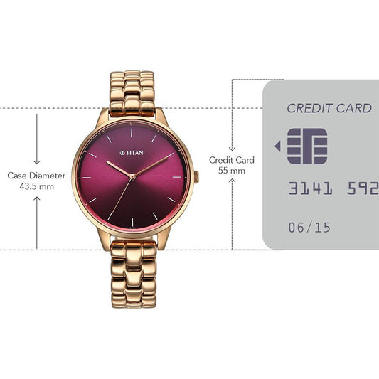 Titan Neo Maroon Dial Metal Strap Watch for Women