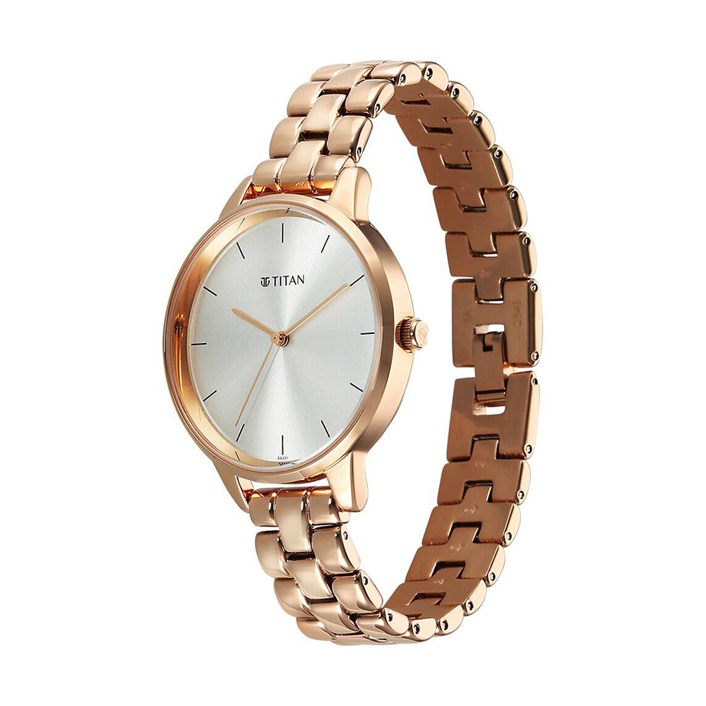 Titan Neo Grey Dial Metal Strap Watch for Women
