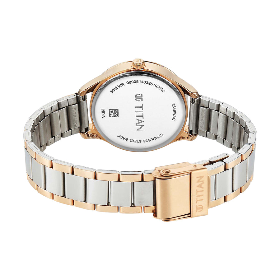 Titan Workwear Green Dial Stainless Steel Strap Watch for Women