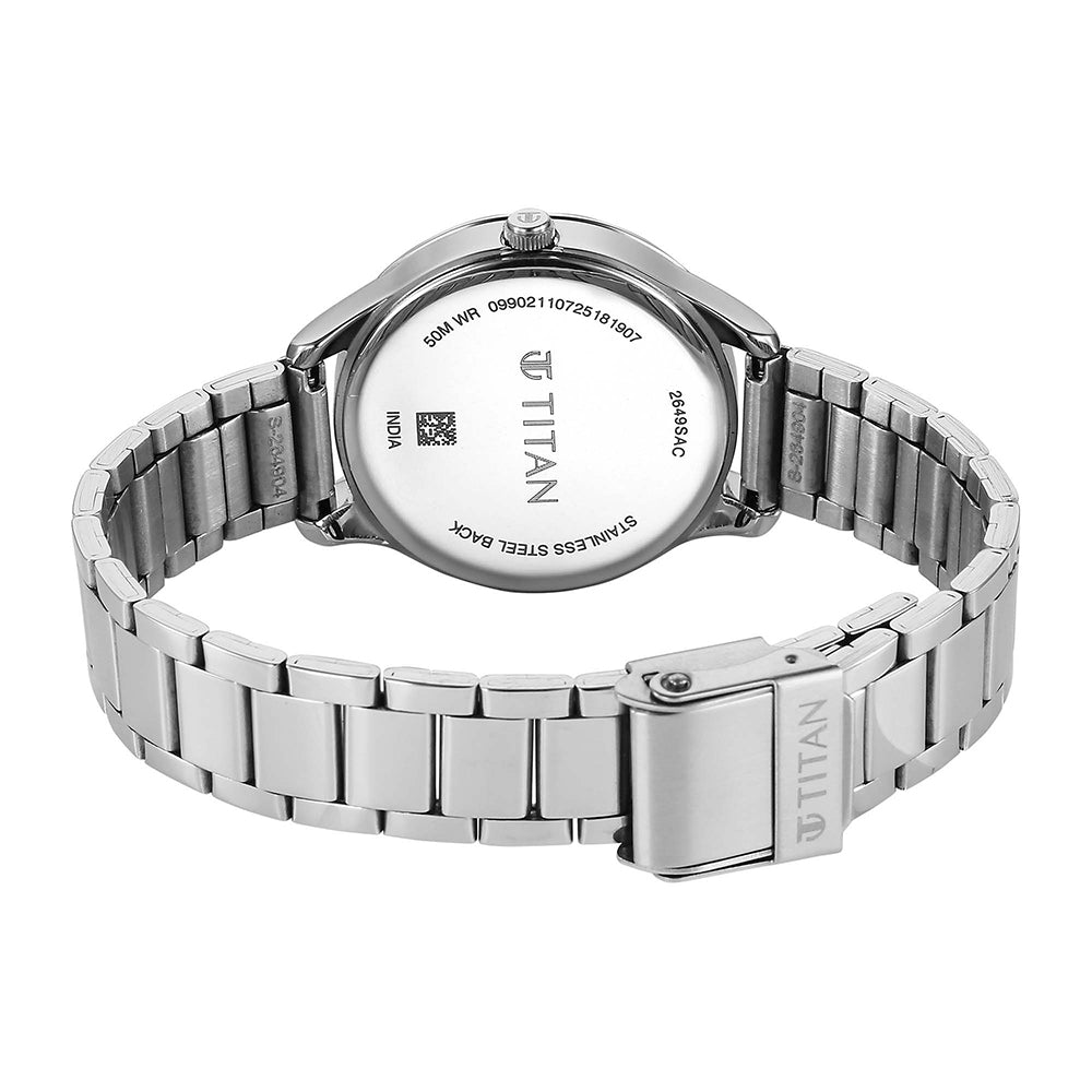 Titan Quartz Pink Dial Stainless Steel Strap Watch for Women