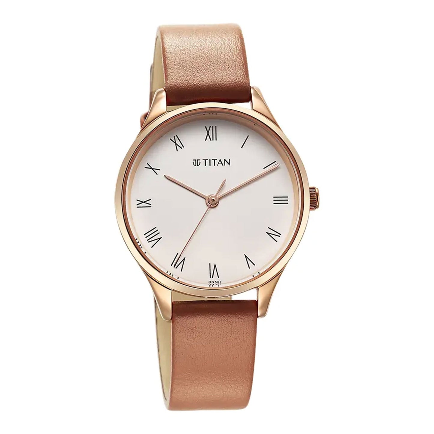 Titan Workwear White Dial Leather Strap Watch for Women