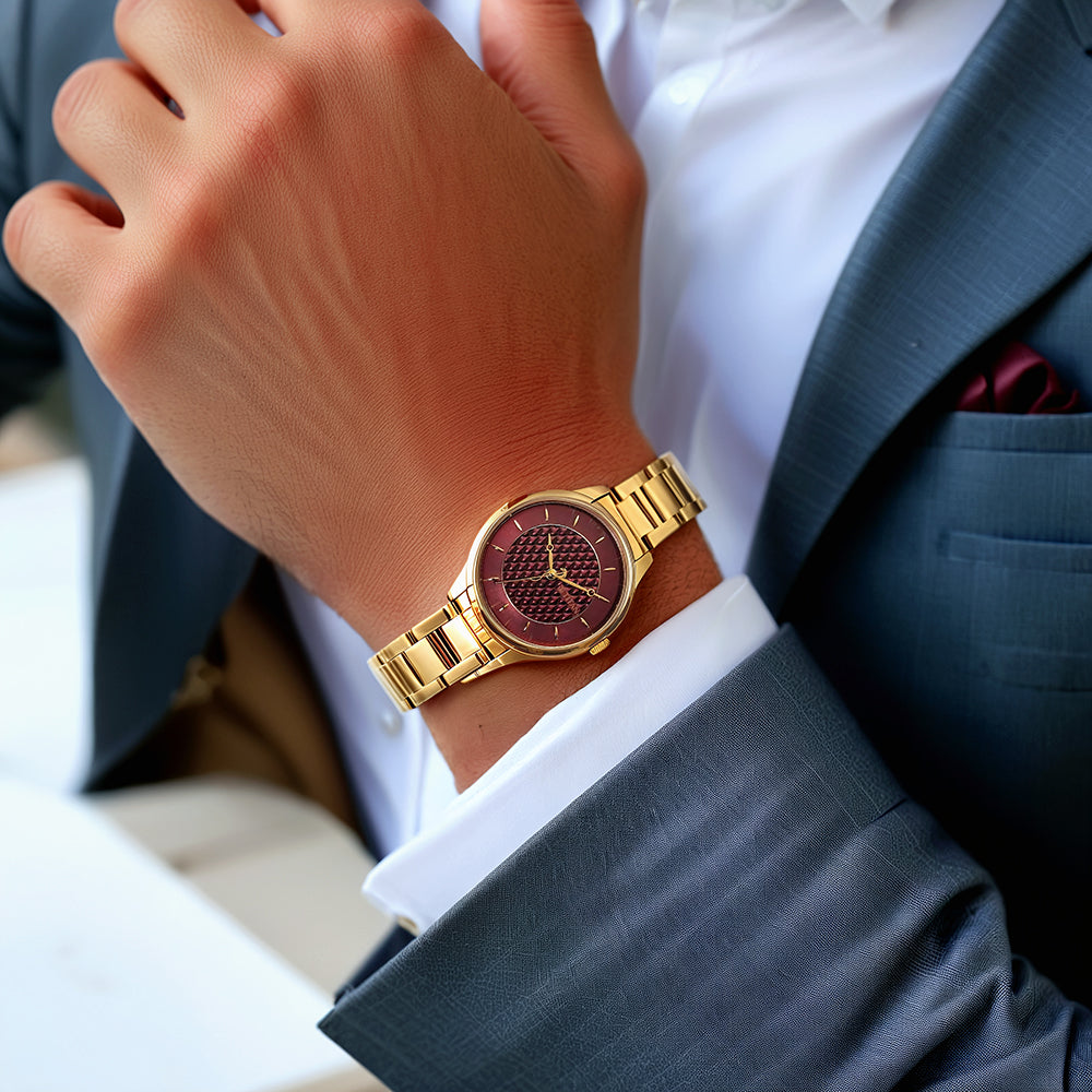 Titan Tet Red Dial Analog Stainless steel Strap Watch for Men