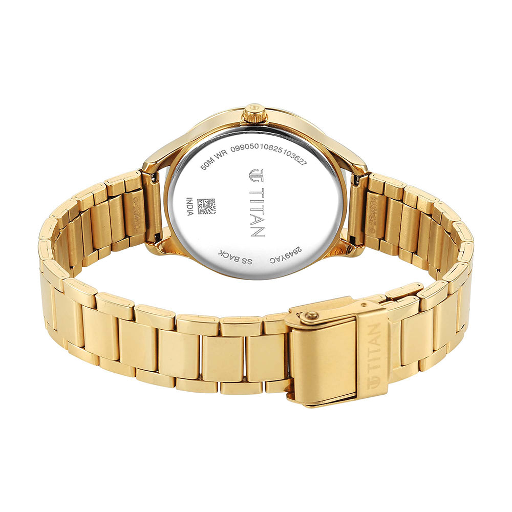 Titan Quartz White Dial Stainless Steel Strap Watch for Women