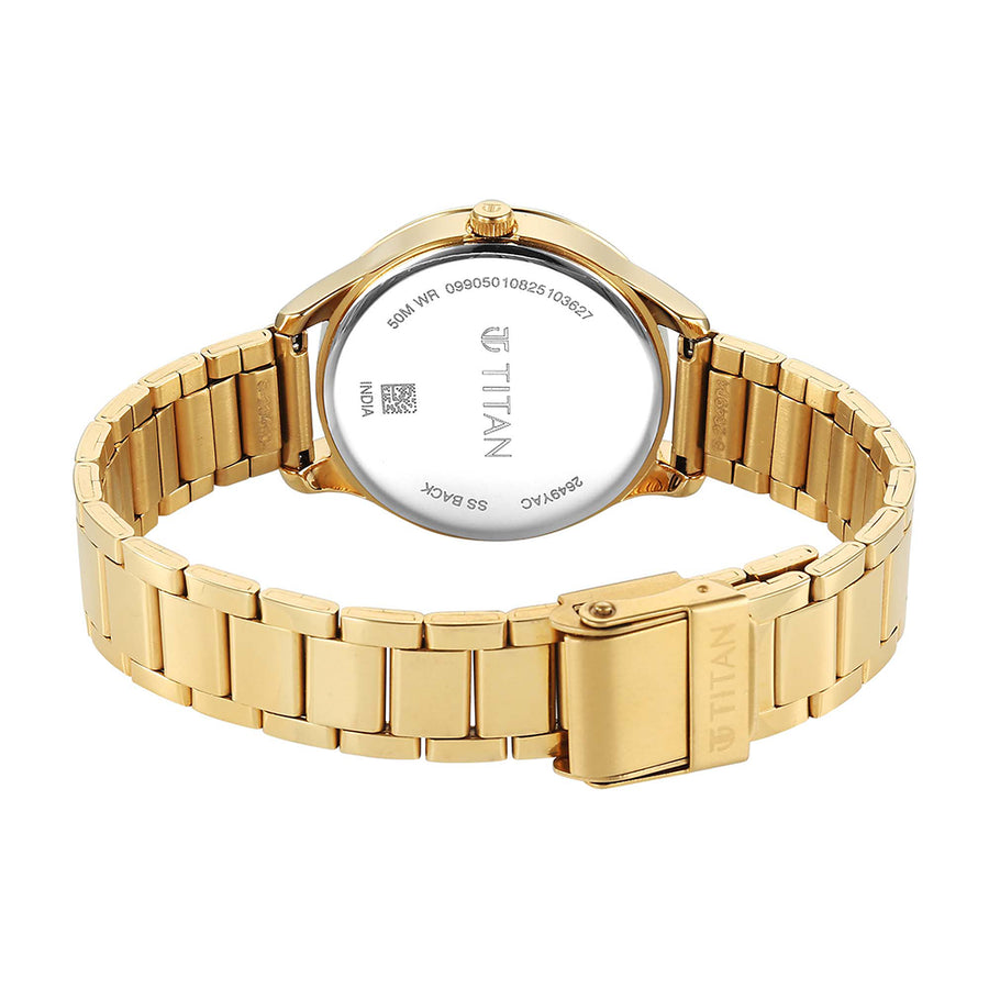 Jam Tangan Tali Keluli Tahan Karat Dail Putih Titan Quartz untuk Wanita