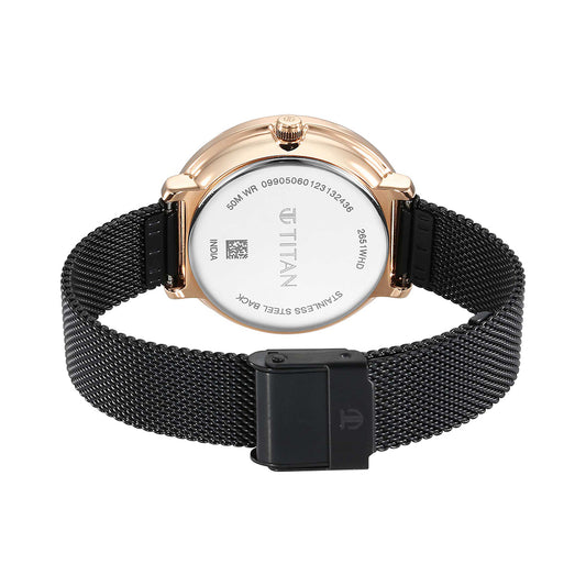 Titan Marhaba Black Dial Stainless Steel Strap Watch for Women