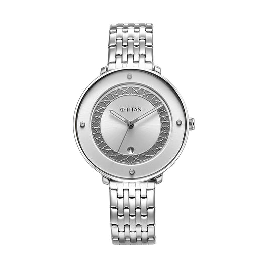 Titan Marhaba White Dial Stainless Steel Strap Watch for Women