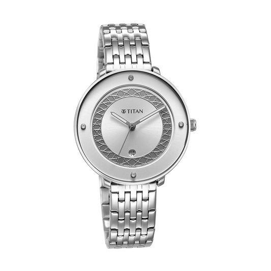 Titan Marhaba White Dial Stainless Steel Strap Watch for Women