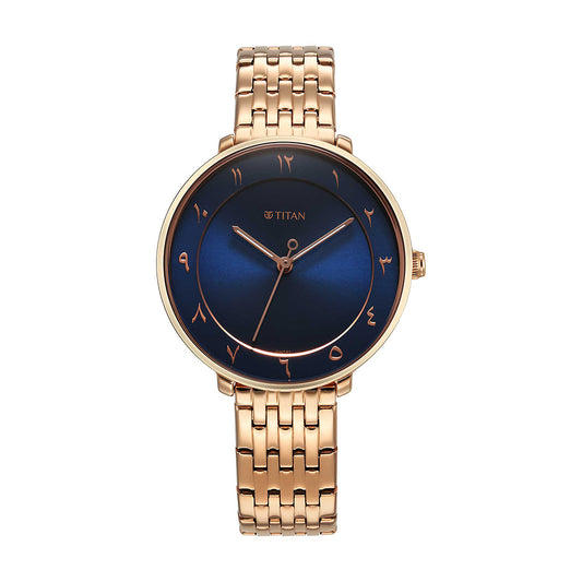 Titan Marhaba Blue Dial Stainless Steel Strap Watch for Women