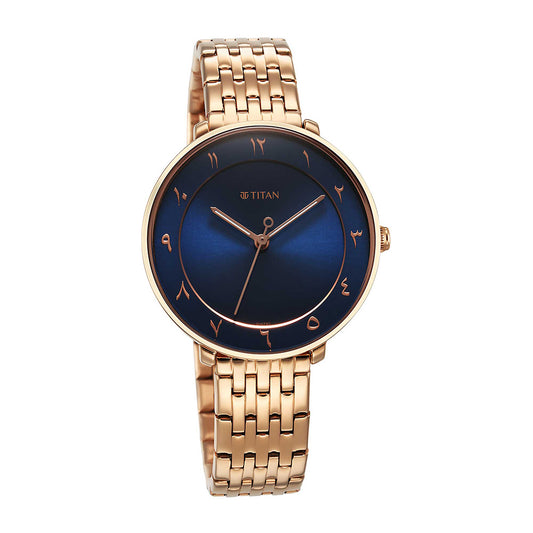 Titan Marhaba Blue Dial Stainless Steel Strap Watch for Women