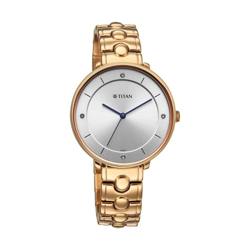 Titan Workwear Grey Dial Metal Strap Watch for Women