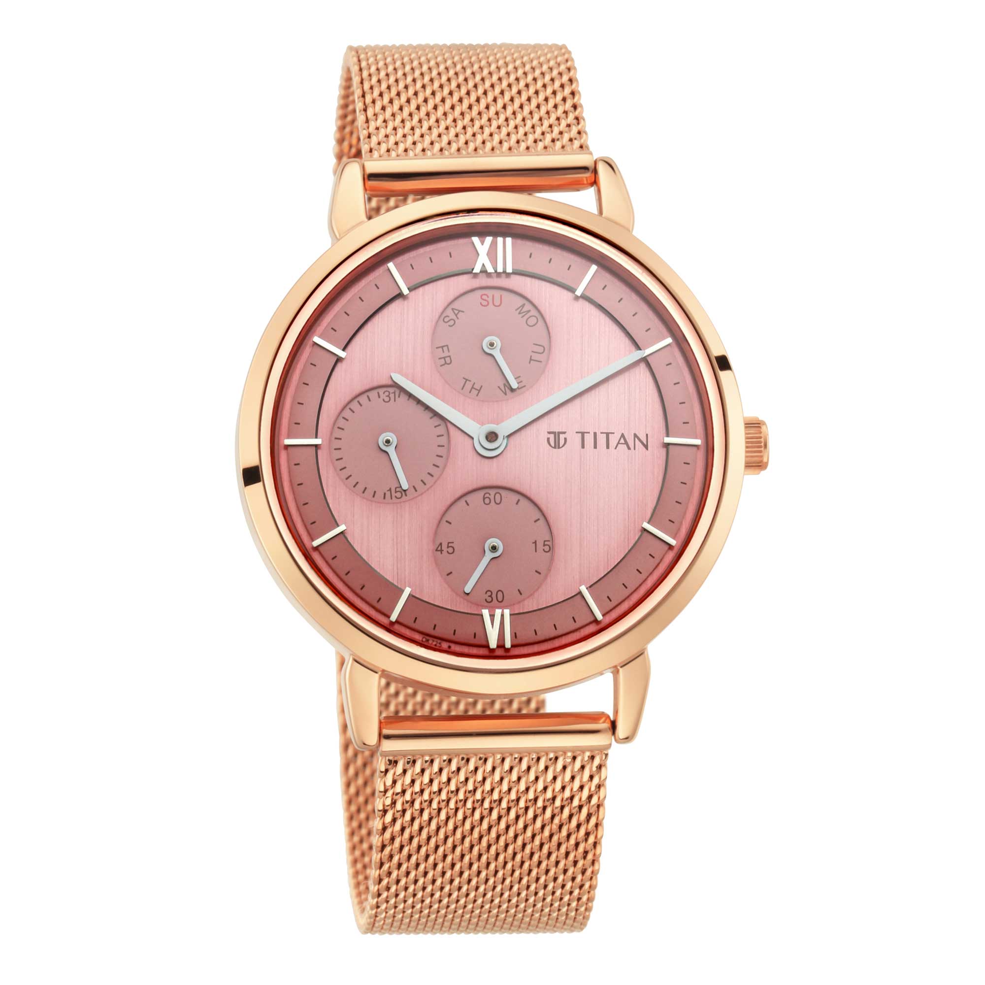 Workwear Watch with Rose Gold Dial Metal Strap-2652WM01