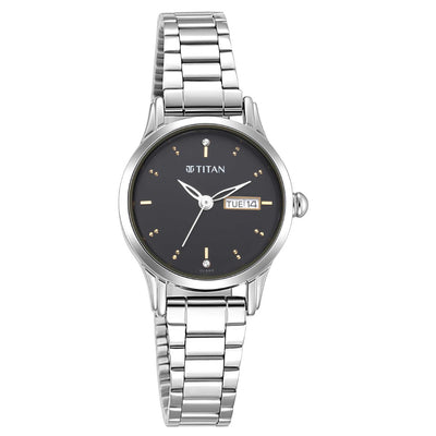 Titan Lagan Black Dial Metal Strap Watch 2656SM03