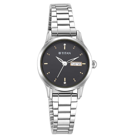 Titan Lagan Black Dial Metal Strap Watch 2656SM03