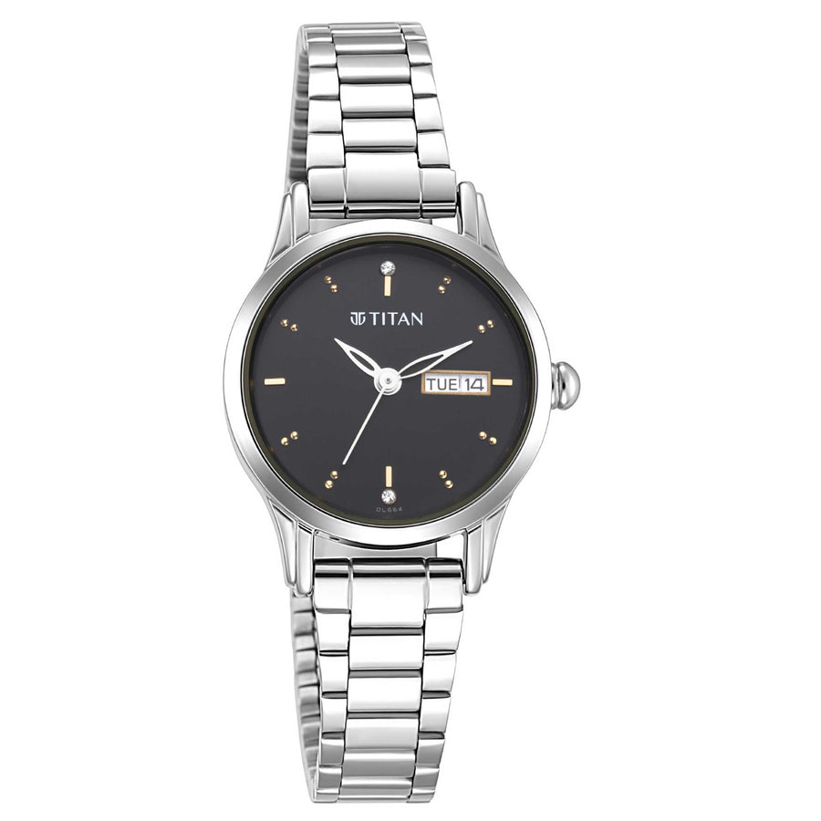 Titan Lagan Black Dial Metal Strap Watch 2656SM03