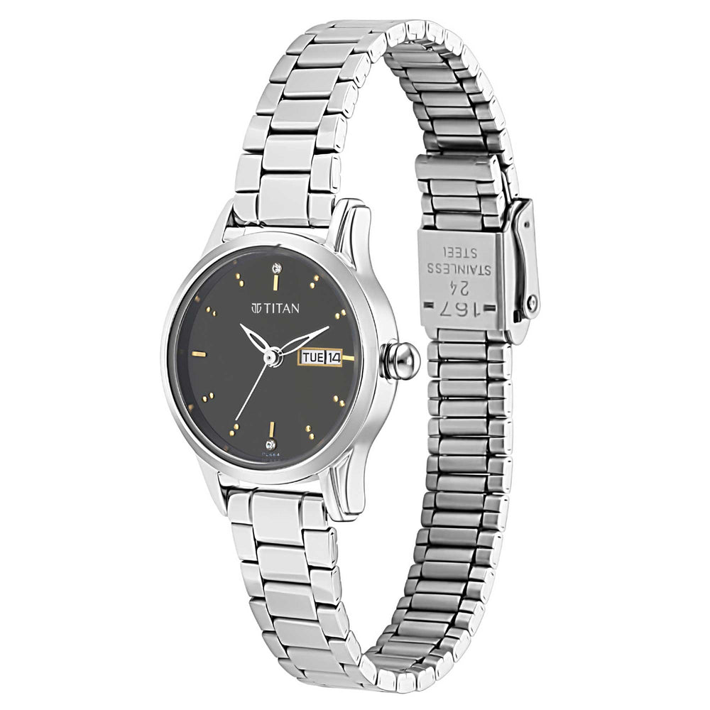 Titan Lagan Black Dial Metal Strap Watch 2656SM03