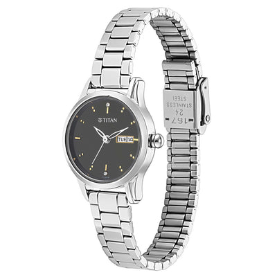Titan Lagan Black Dial Metal Strap Watch 2656SM03
