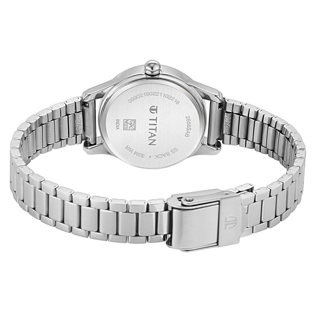 Titan Lagan Black Dial Metal Strap Watch 2656SM03