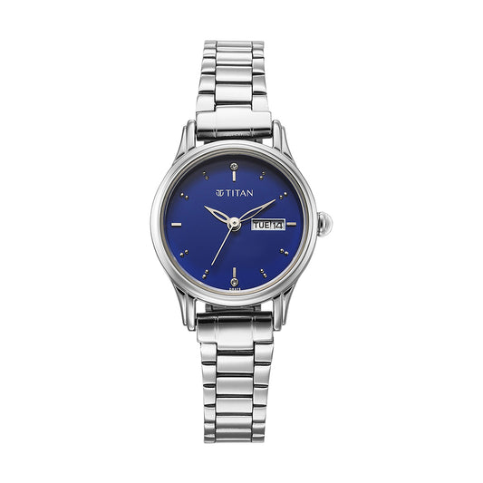 Titan Lagan Blue Dial Stainless Steel Strap Watch for Women