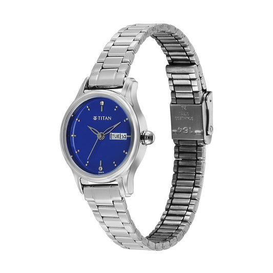 Titan Lagan Blue Dial Stainless Steel Strap Watch for Women